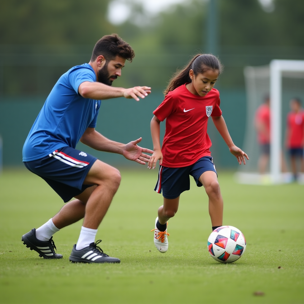 Detailed analysis of soccer coaching techniques being demonstrated to youth players
